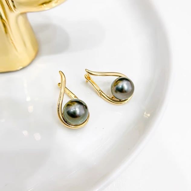Twisted Freshwater Pearl Earrings | 8-9mm Real Pearl Drop Earrings with Sterling Silver Pin