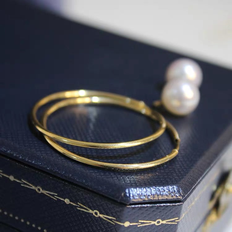 Big Hoop Earrings with Pearl Drop Gold And Silver Hoop Pearl Earrings Silver Pin