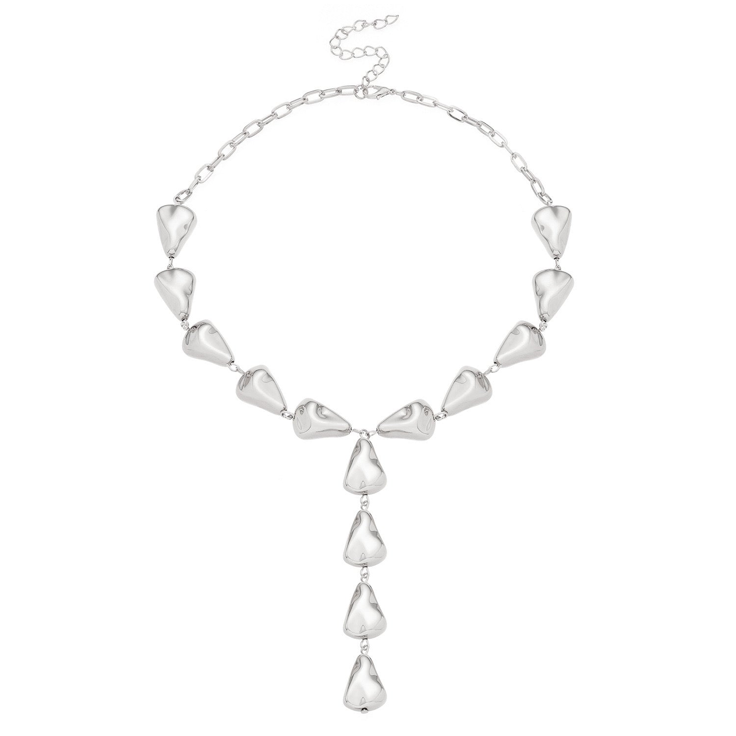 Gold and Silver Long Necklace Chain Baroque Stone Style Bead Chain Necklace