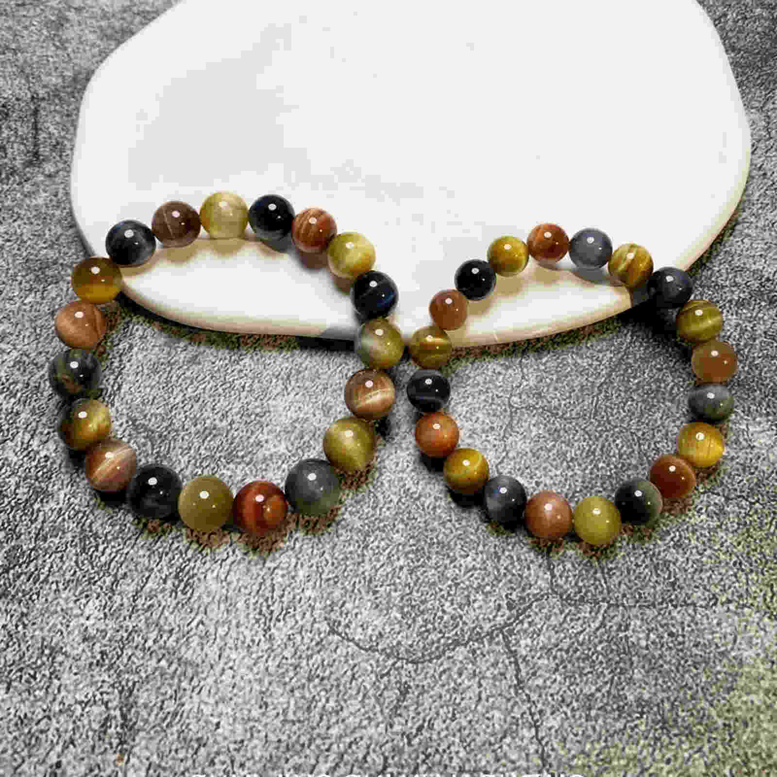 Natural Tiger's Eye Stone Bracelet 8-14mm Luxury Bracelet Strong Elastic Rope