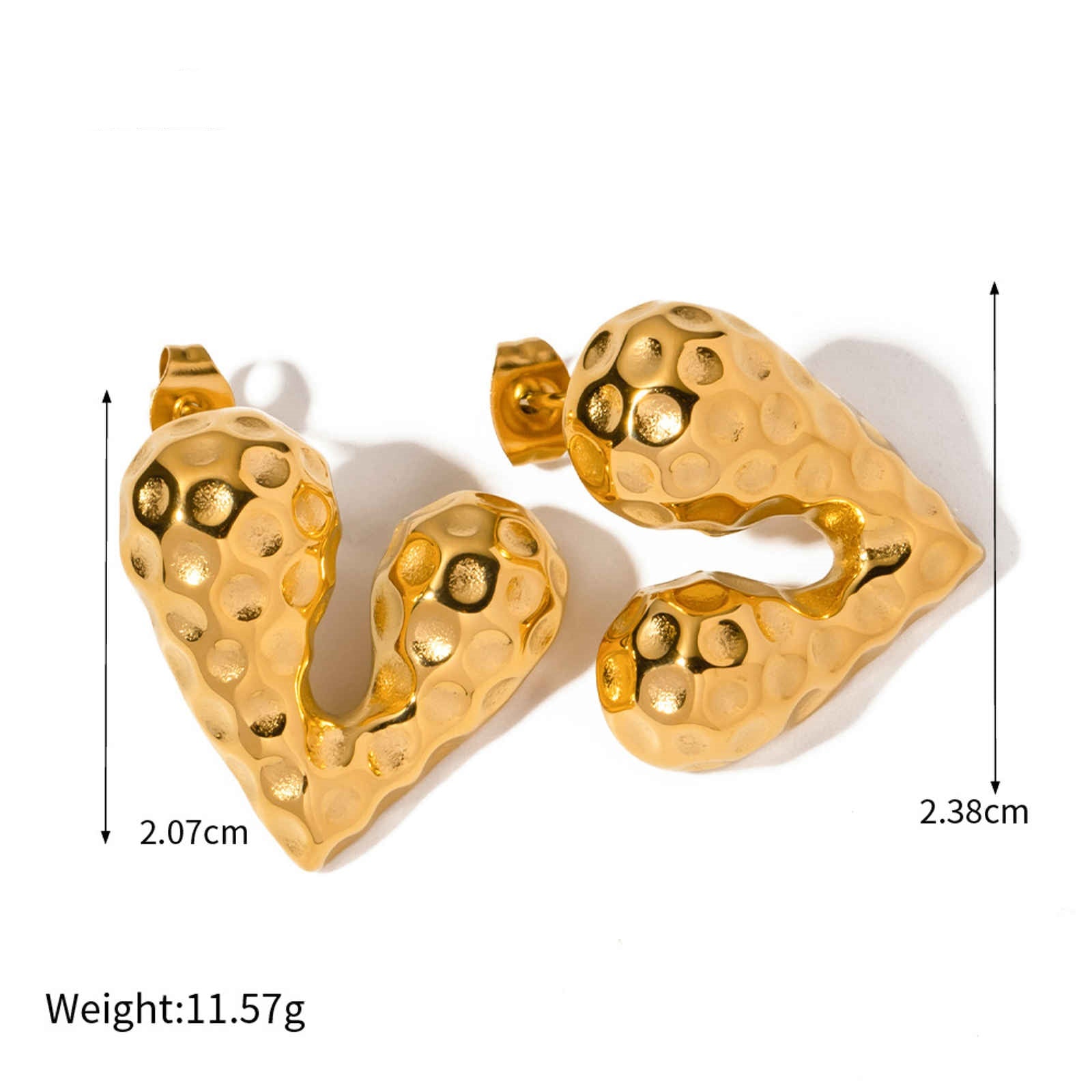 Gold Silver Stud Earrings 14K Gold Plated Heart-shape Stud Earrings with S925 Pin