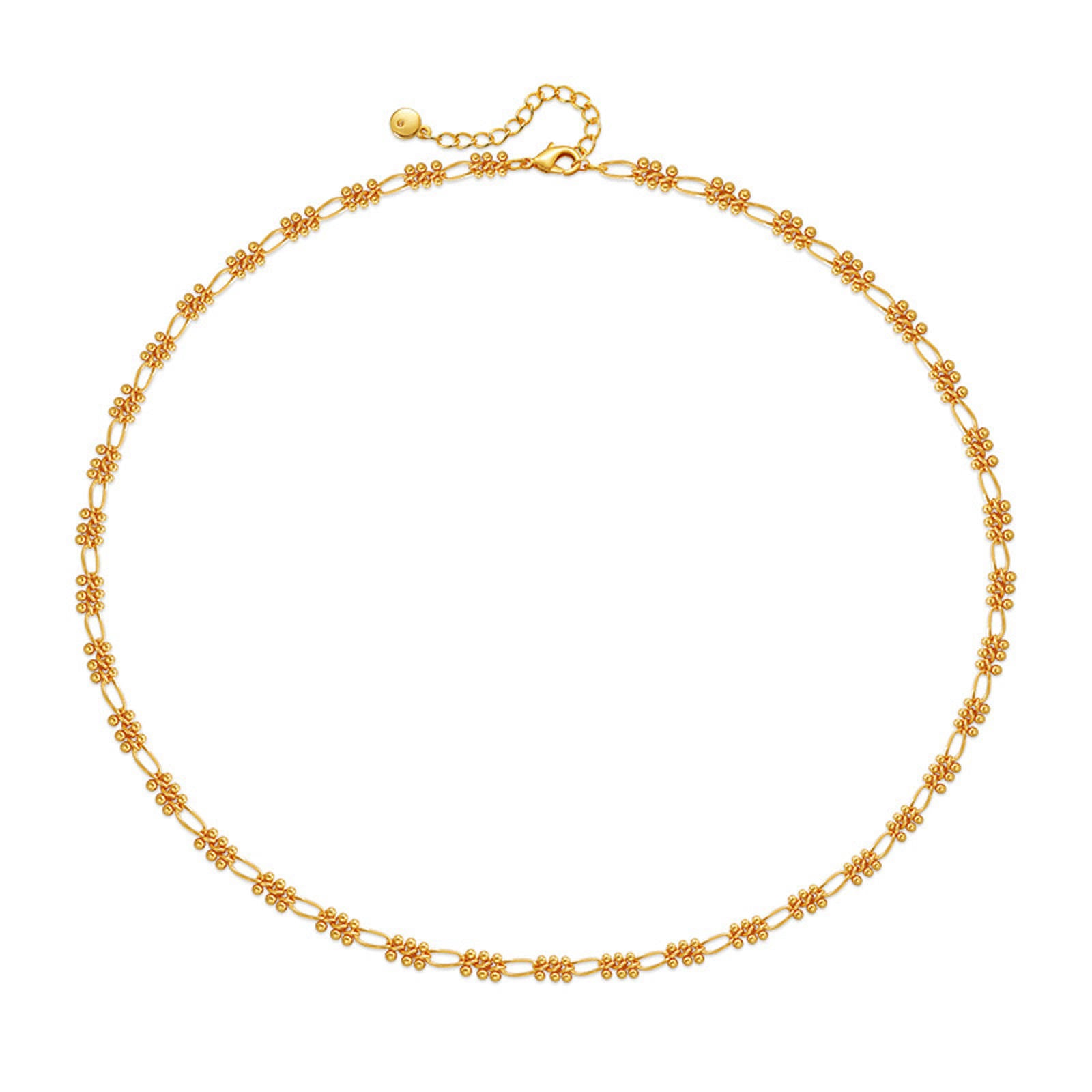 Solid 18K Gold Plated Chain Necklace and Bracelet, Double Strands Necklace 18 Inches Adjustable