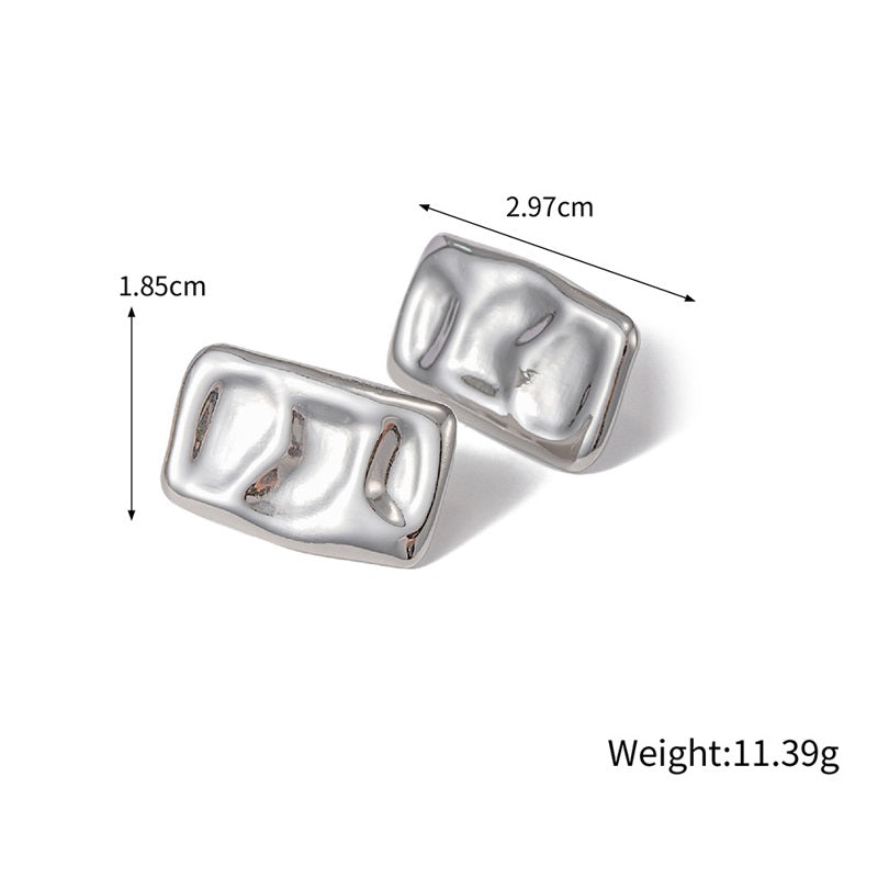 Lightweight Chunky Gold Rectangle Stud Earrings for Women Dainty Stud Earrings Minimalist Geometric Earrings Silver Pin