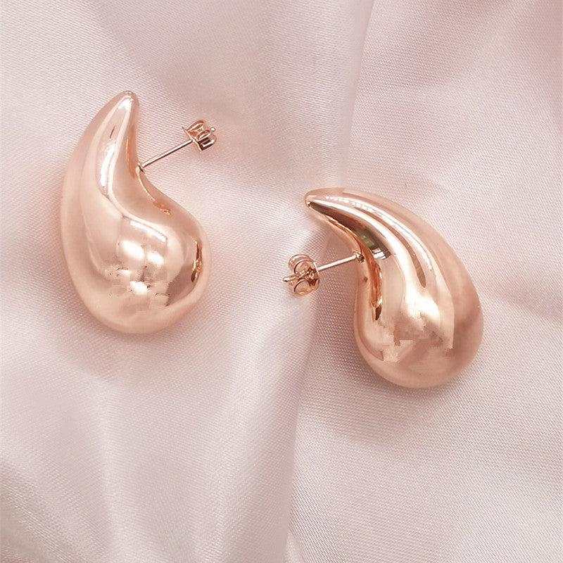 Big Gold and Silver Chunky Hoop Earrings Teardrop Huggie Earrings with S925 Silver Pin
