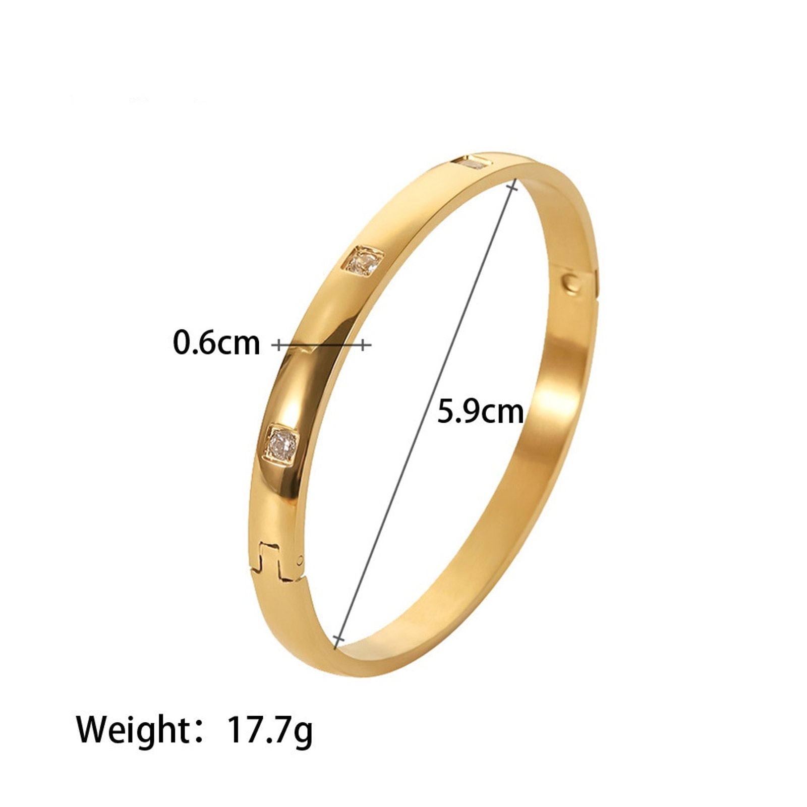 Gold Bangle Bracelets for Women 14K Gold Plated Cubic Zirconia Tennis Bracelets Auto Lock