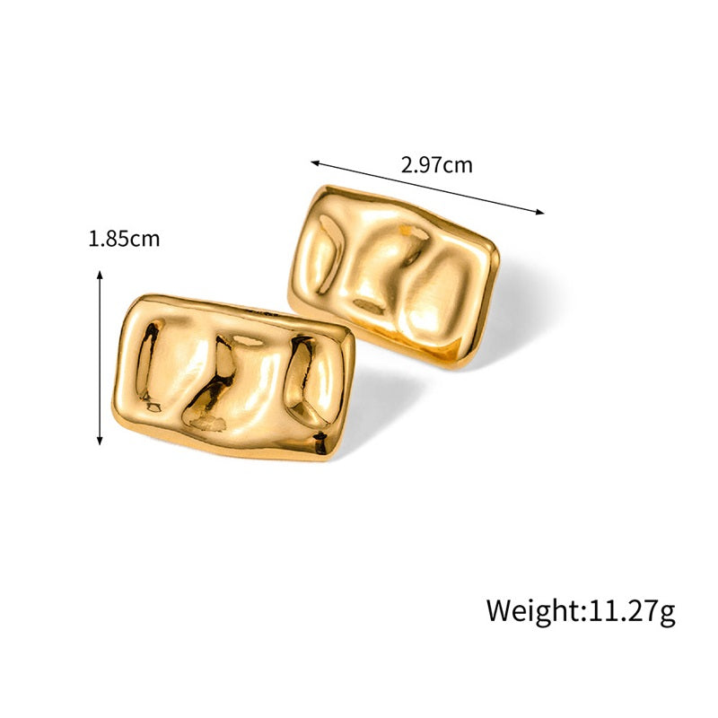 Lightweight Chunky Gold Rectangle Stud Earrings for Women Dainty Stud Earrings Minimalist Geometric Earrings Silver Pin