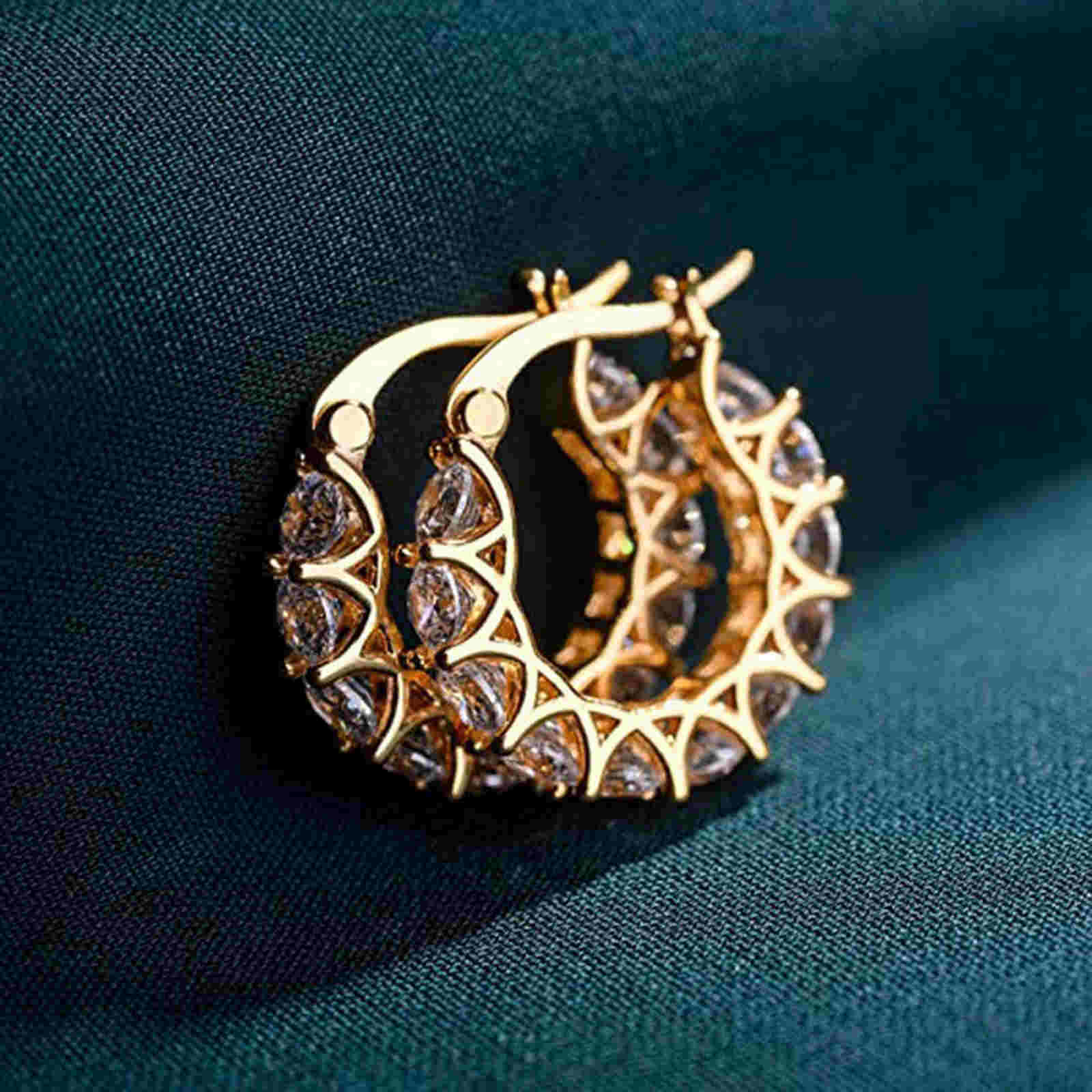 U-shaped Hoop Earrings Zircon Lace Earrings with S925 Silver Pin