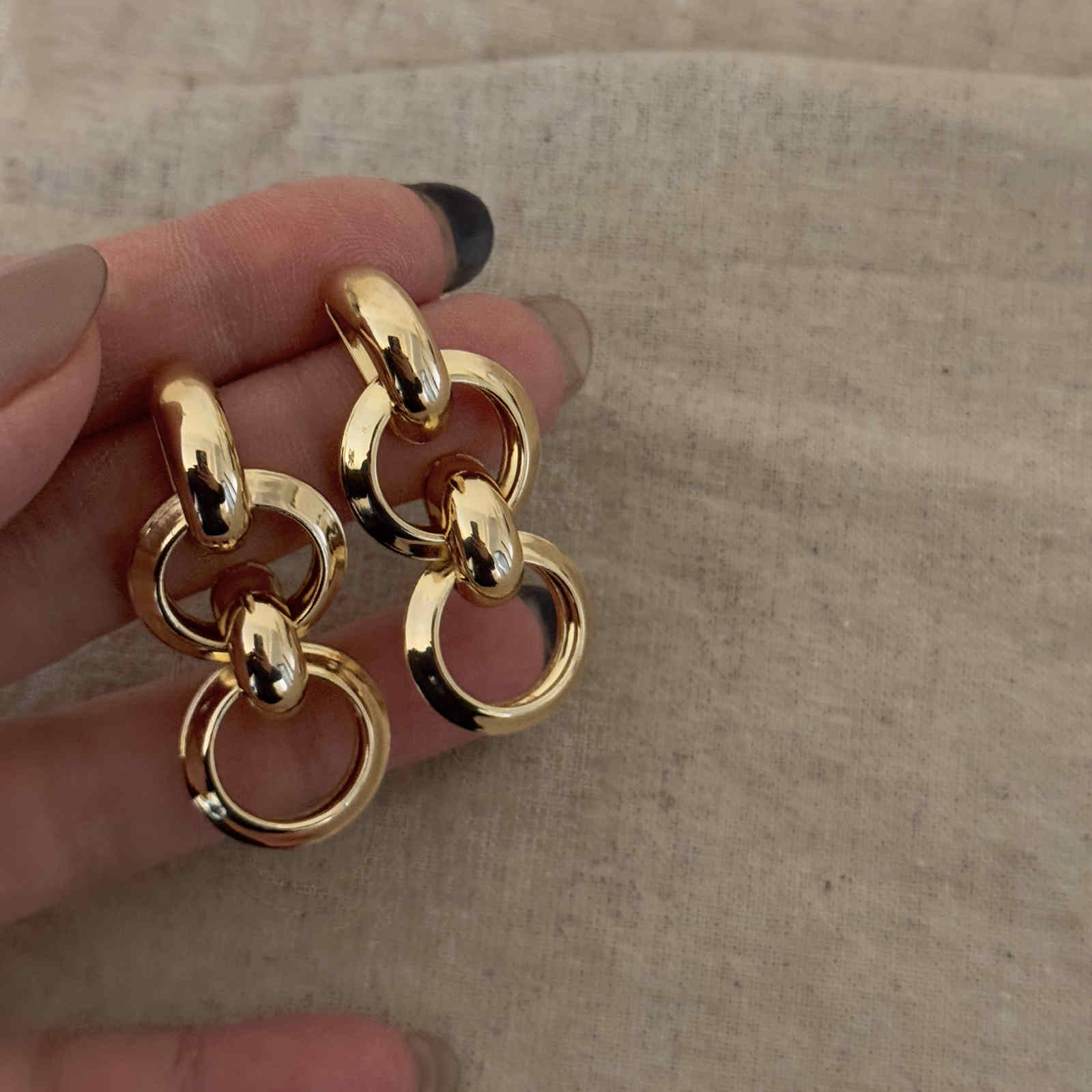 14K Gold Plated Chain Link Earrings Chunky Chain Long Dangle Earrings