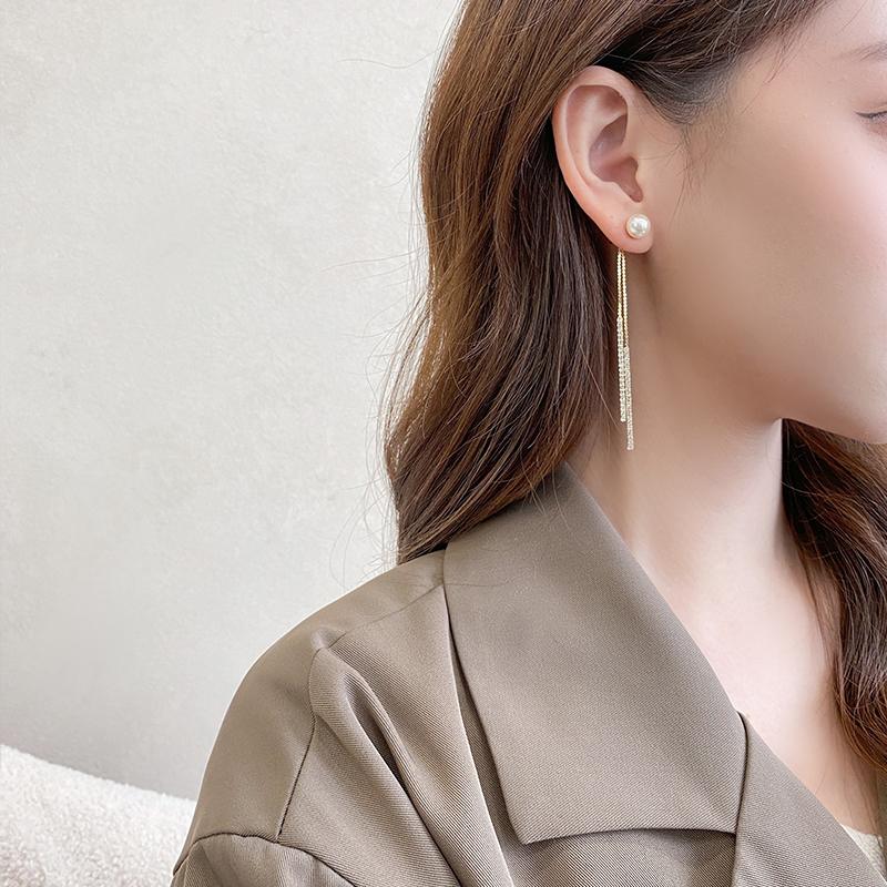 Pendientes colgantes de perlas | Pendientes colgantes de diamantes | Pendientes colgantes para mujer