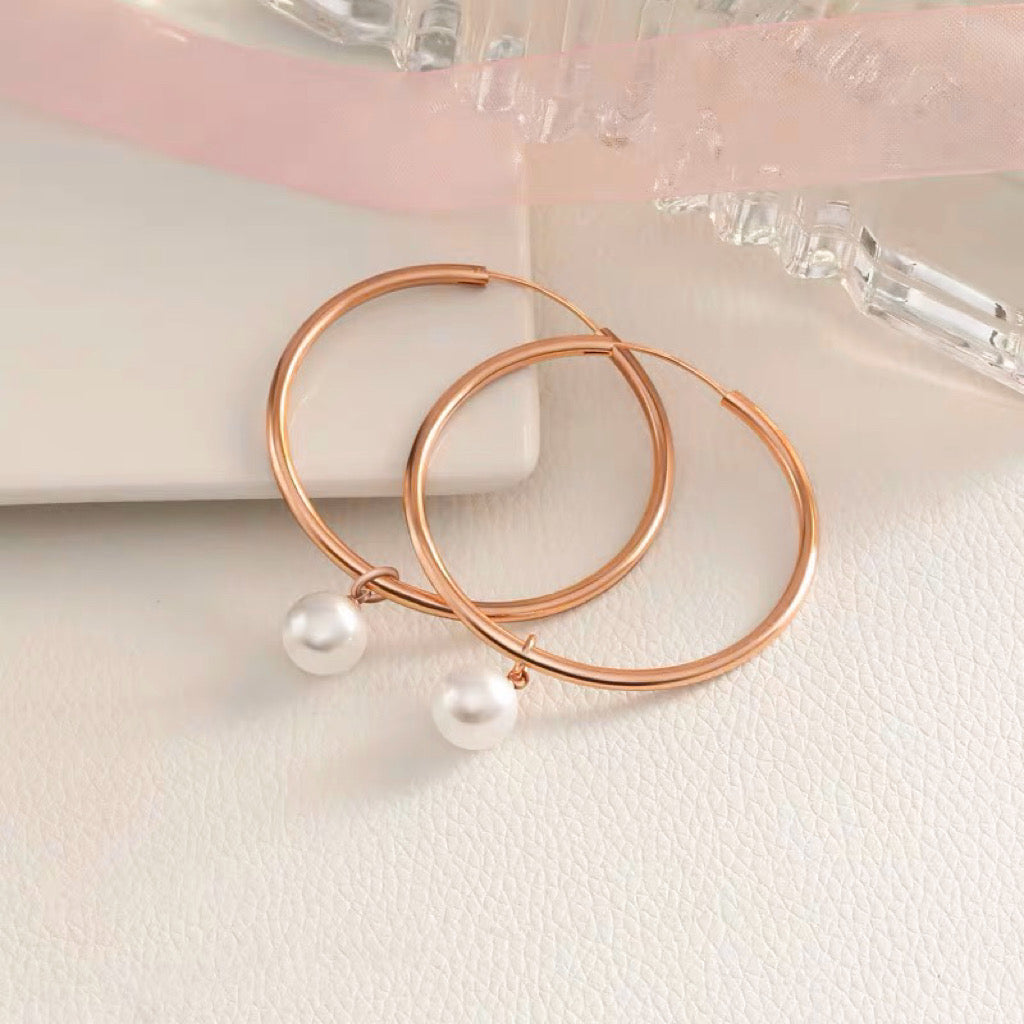Big Hoop Earrings with Pearl Drop Gold And Silver Hoop Pearl Earrings Silver Pin