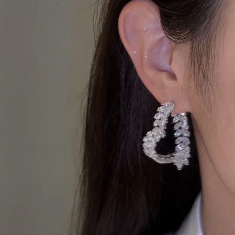 Crystal Front-Back Dangling Earring Jackets Silver Zircon Earrings Silver Pin 3 Styles