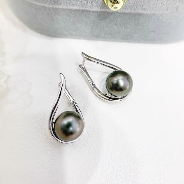 Twisted Freshwater Pearl Earrings | 8-9mm Real Pearl Drop Earrings with Sterling Silver Pin