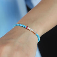 Turquoise Bracelet Natural Stone with 14K Gold Plated Clasp