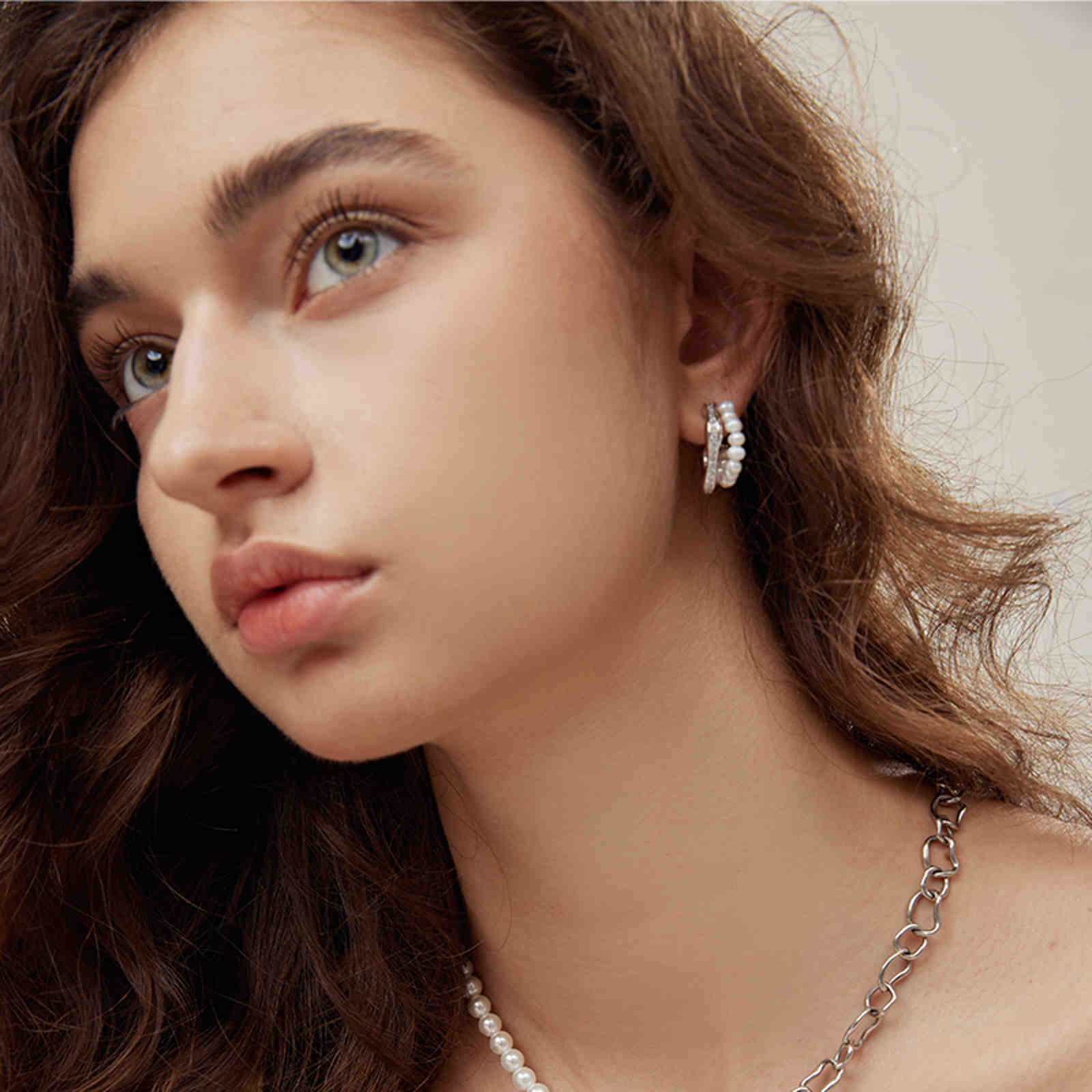 Pearl Hoop Earrings | Gold and Silver Diamond Hoop Earrings | Irregular Hoop Earrings for Women