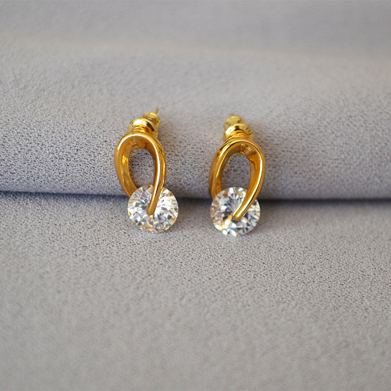 Petite Crystal Drop Earrings Gold and Silver Hoop Stud Earrings with Silver Pin