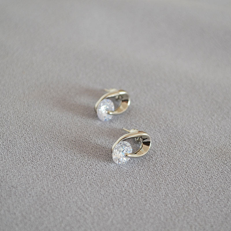 Petite Crystal Drop Earrings Gold and Silver Hoop Stud Earrings with Silver Pin