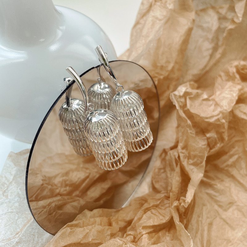 Pendientes de medusa de plata Pendientes de clip y alfiler Pendientes colgantes de plata elegantes hechos a mano