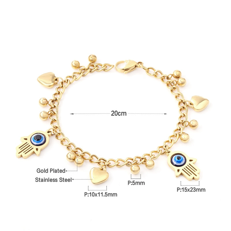 Gold Lucky Eye Bracelet Fashion 14K Gold Plated Bracelet