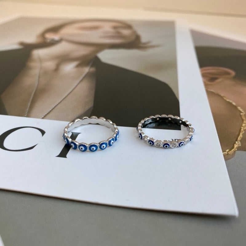 Solid Sterling Sliver Ring Lucky Eye Fashion Designed Blue Ring