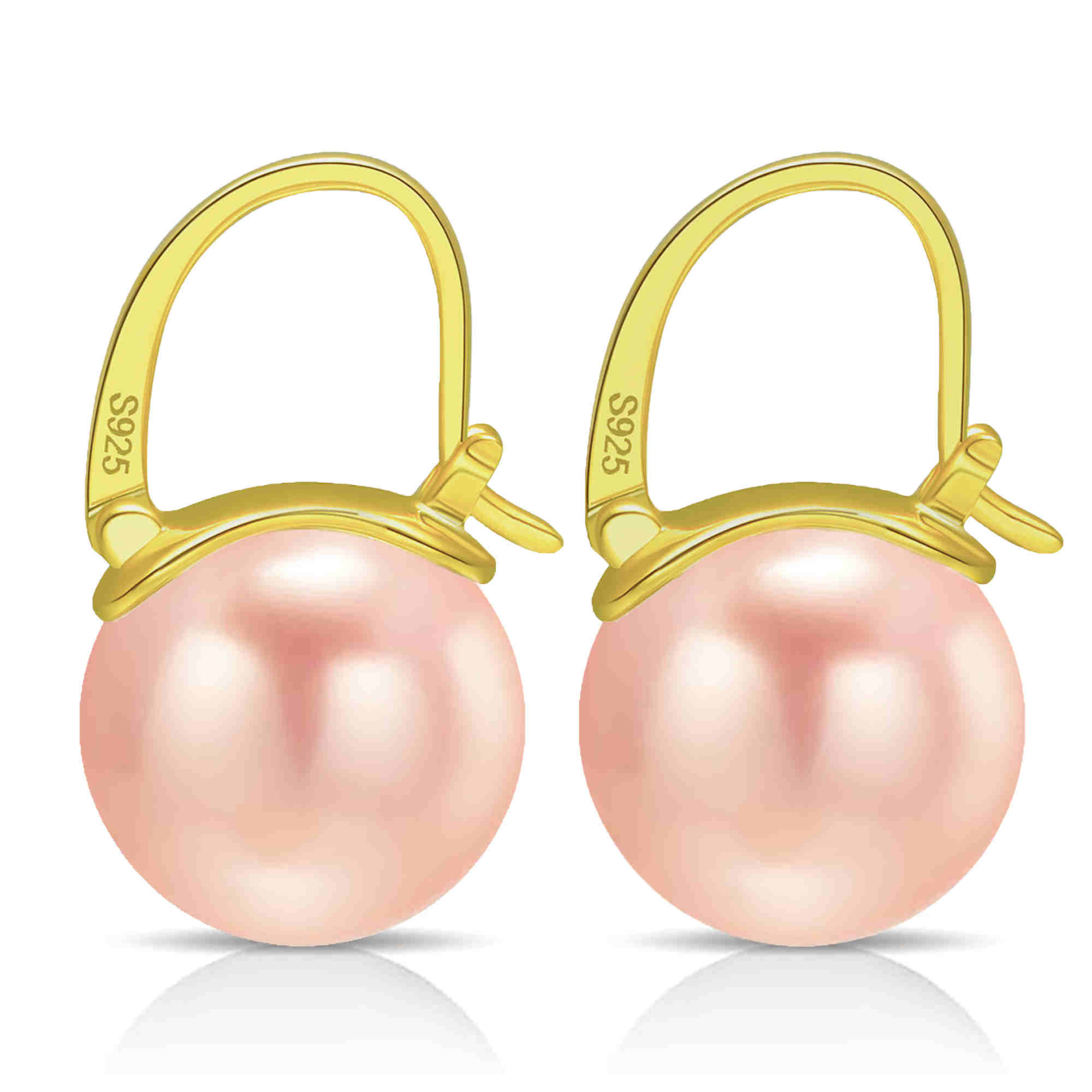 Elegant 14mm Big Pearl Drop Earrings S925 Clasp | Available in White, Champagne, Grey, Gold and Black | Pearl Drop Earrings