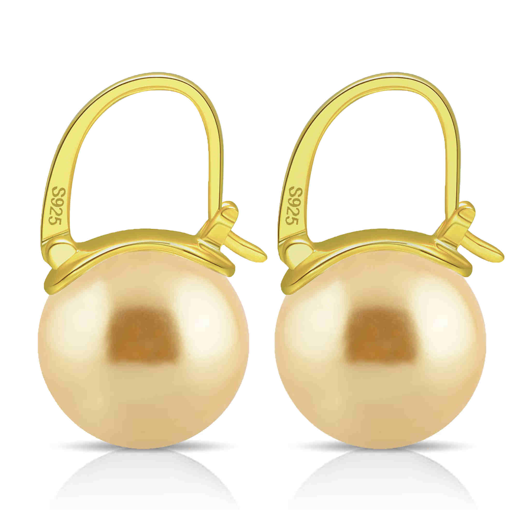 Elegant 14mm Big Pearl Drop Earrings S925 Clasp | Available in White, Champagne, Grey, Gold and Black | Pearl Drop Earrings