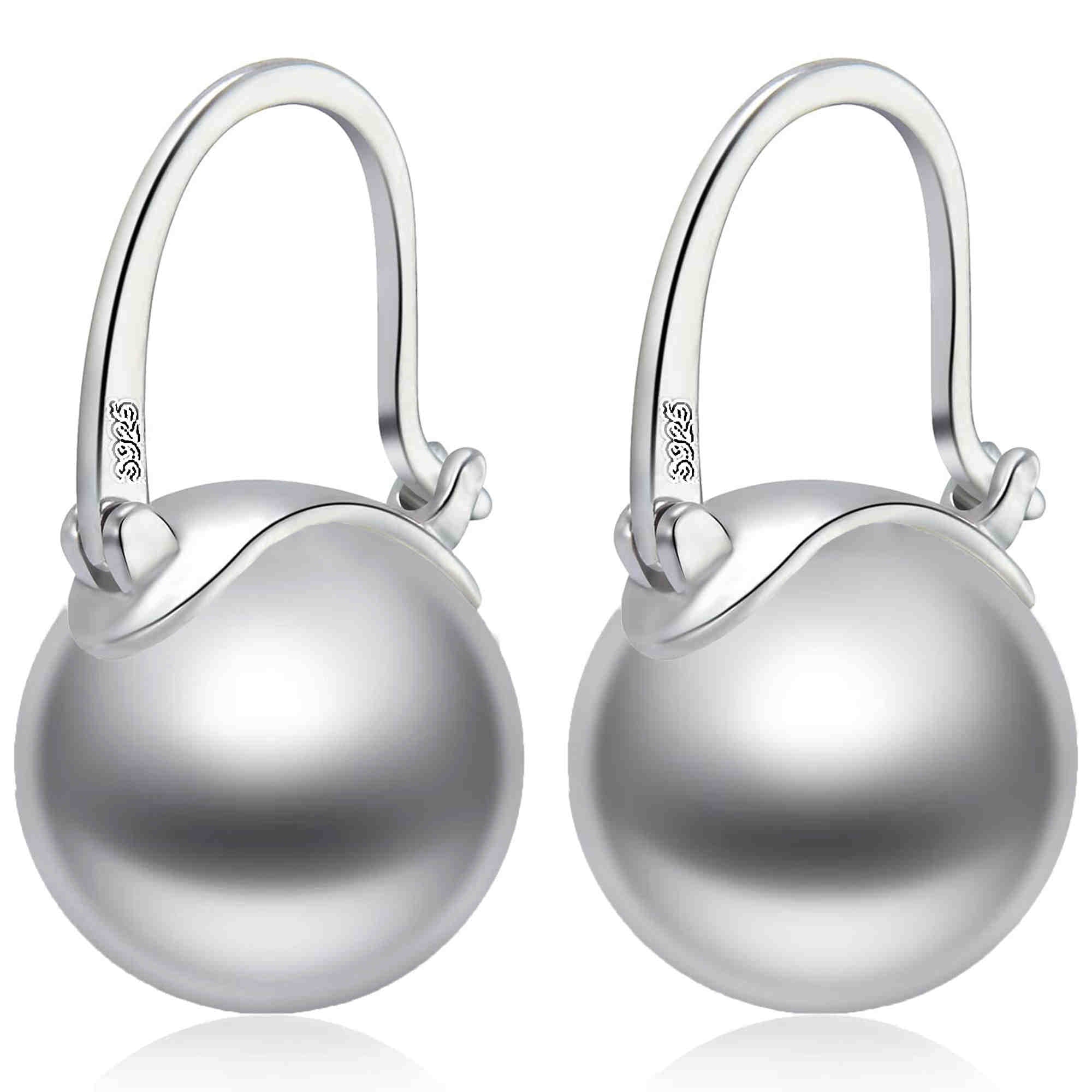 Elegant 14mm Big Pearl Drop Earrings S925 Clasp | Available in White, Champagne, Grey, Gold and Black | Pearl Drop Earrings