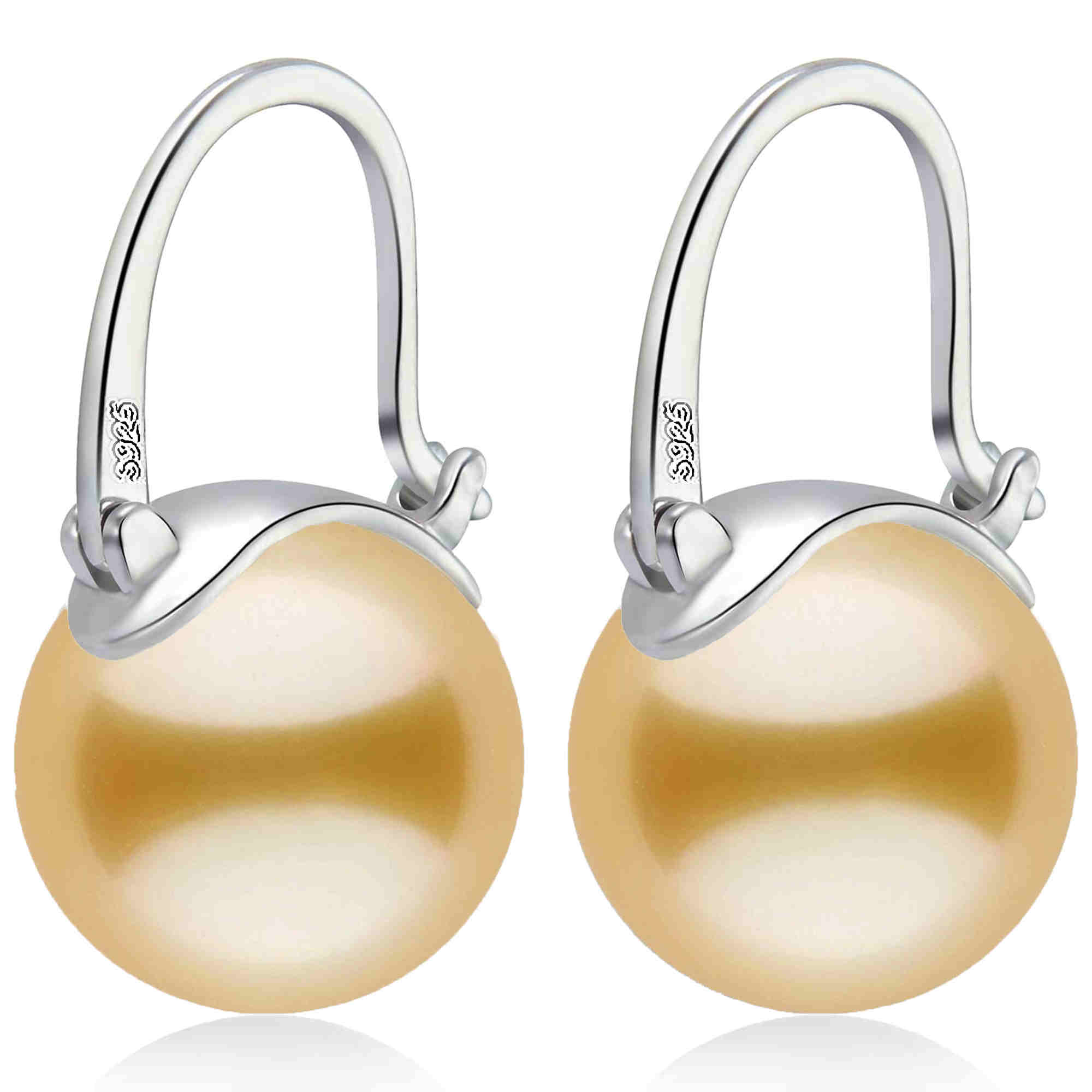 Elegant 14mm Big Pearl Drop Earrings S925 Clasp | Available in White, Champagne, Grey, Gold and Black | Pearl Drop Earrings