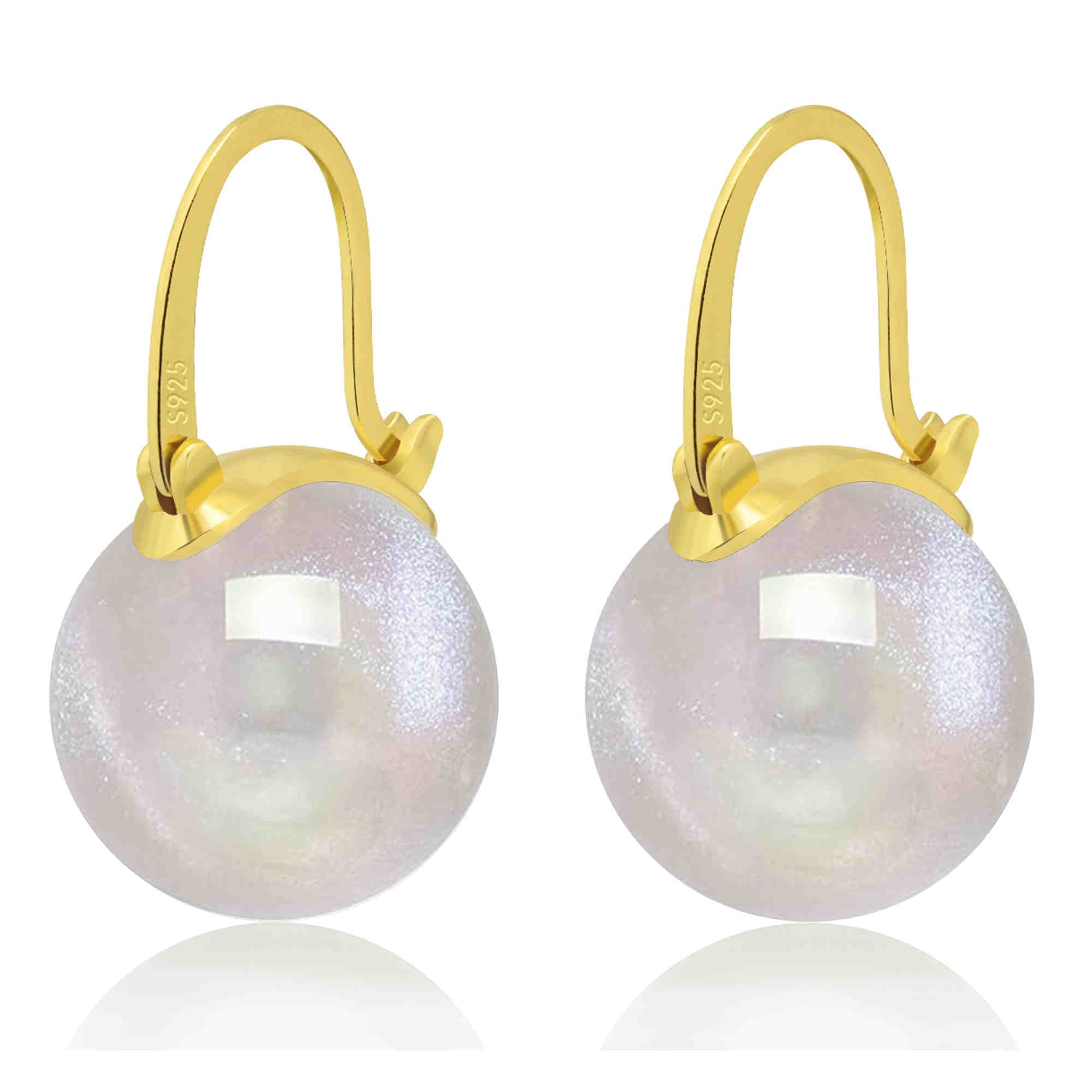 Big Opal Drop Earrings | Moonstone Earrings with 14K Gold Plated Clasp