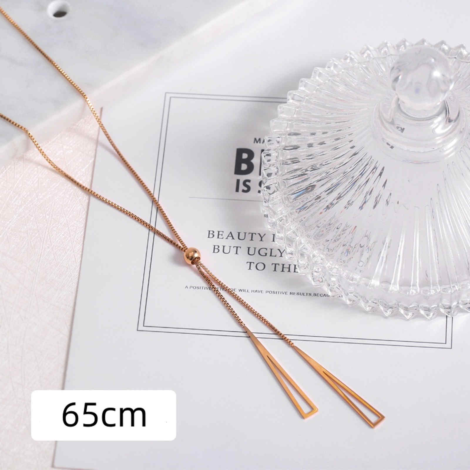 3 Color Available Minimalism Necklace Triangle Pendant Long Necklace Gold Silver and Rose Gold Necklace