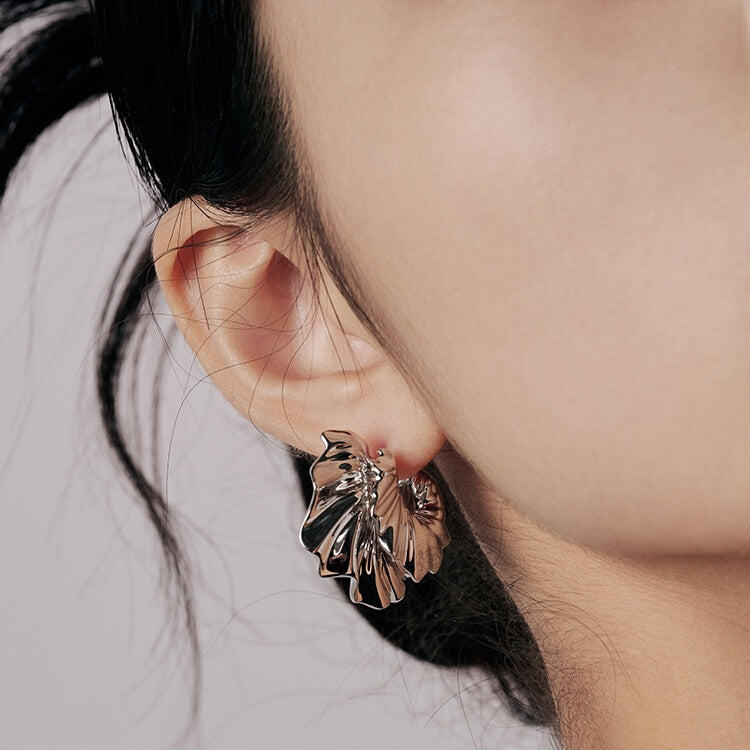 Klobige, gedrehte Creolen aus Metall, 14 Karat vergoldete Ohrringe mit Stiften aus S925er Silber