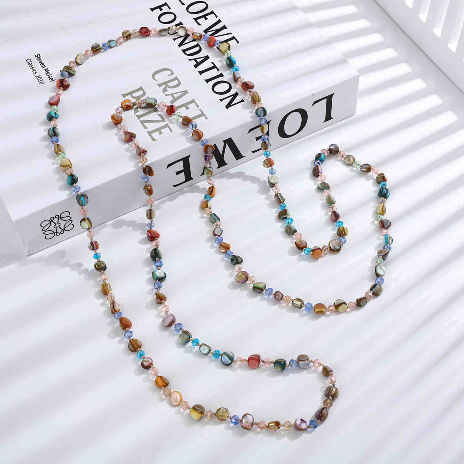 120cm Colorful Stone Long Necklace Super Beautiful Christmas Long Sweater Chain Necklace
