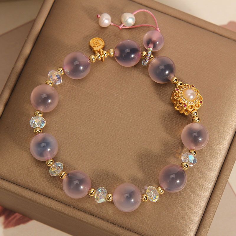 Pulsera de perlas reales y piedras naturales | Cuerda elástica con cuentas redondas de 8 mm