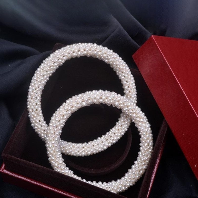 Handmade AAA Freshwater Pearl Bracelet High Luster Multi Strand Pearl Bangle Best Gift to Mom