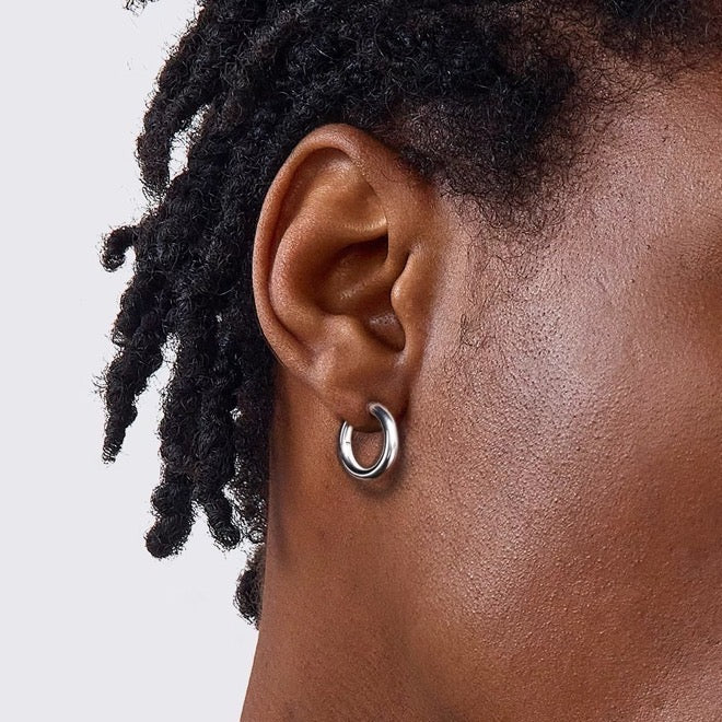 Gold Silver Hoop Earrings Silver Chunky Earrings S925 Silver Pin For Men and Women