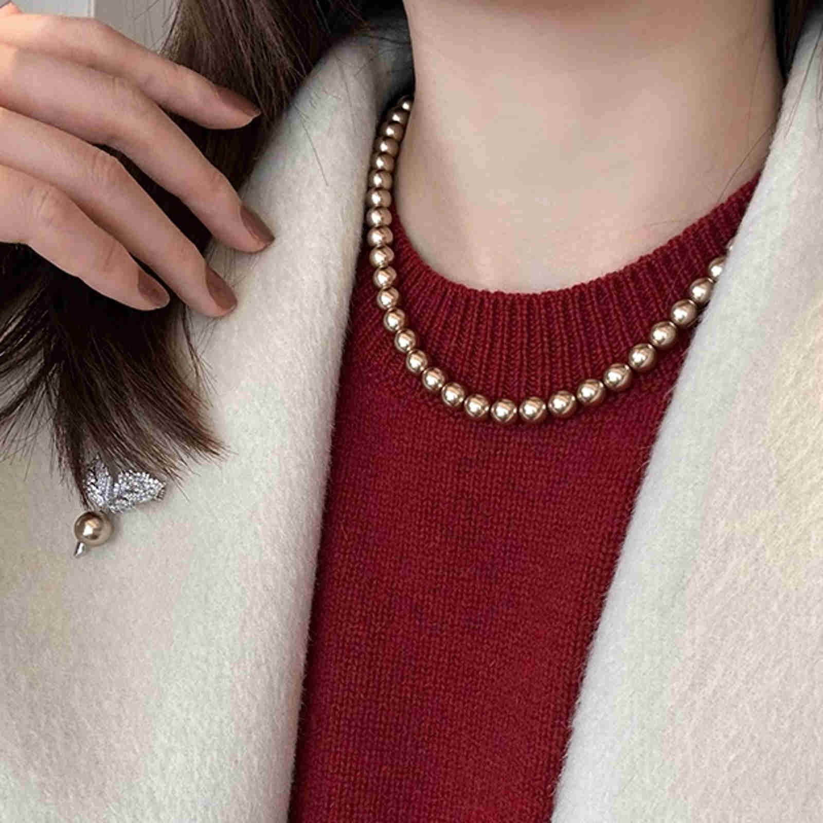 10mm High Luster Shell Pearl Necklace White Gray Mocha Necklace with Luxury Clasp