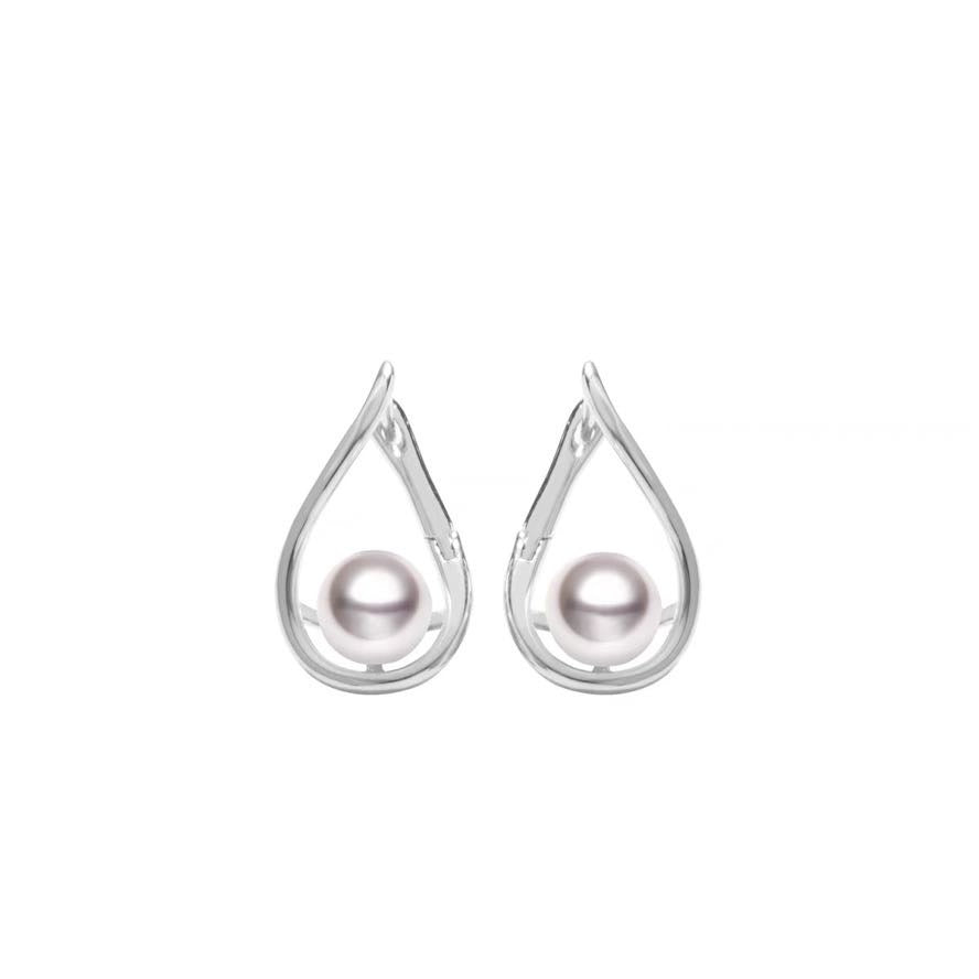 Twisted Freshwater Pearl Earrings | 8-9mm Real Pearl Drop Earrings with Sterling Silver Pin