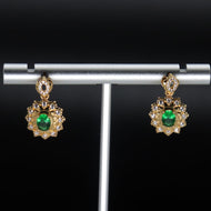 Vintage Style Gold Earrings | Gemstone Drop Earrings| 18K Gold Plated Earrings with Silver Pin