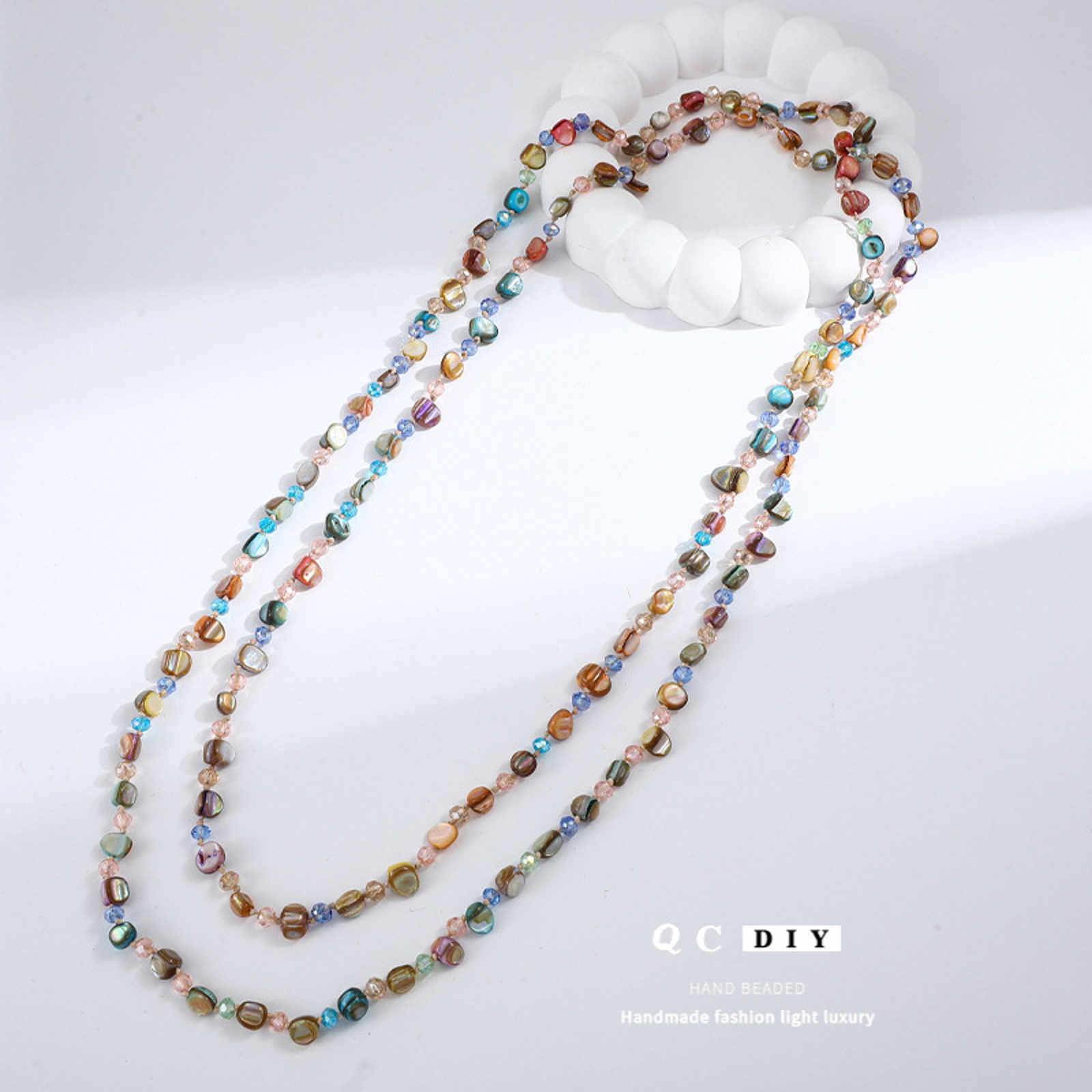 120cm Colorful Stone Long Necklace Super Beautiful Christmas Long Sweater Chain Necklace