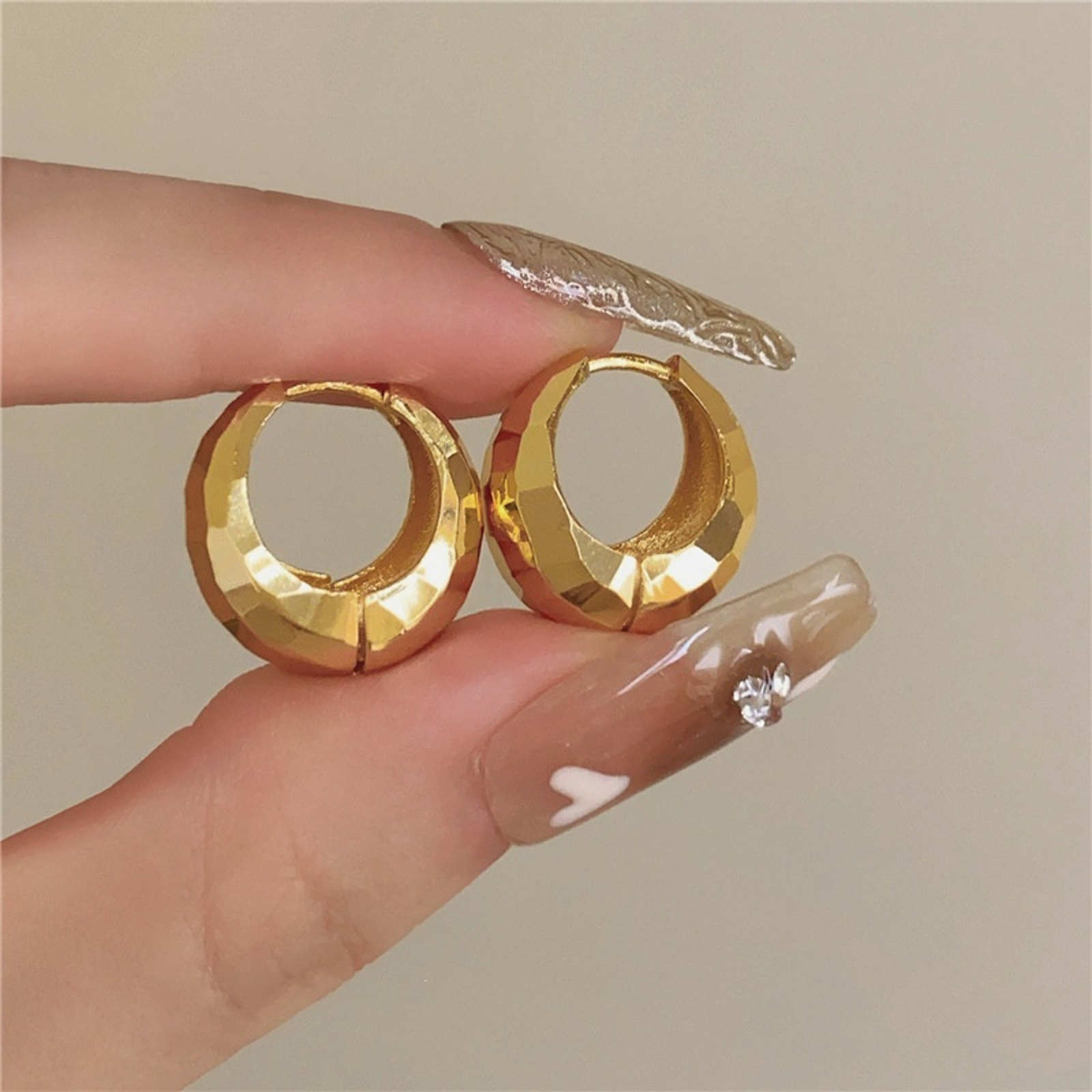 Trendy 18K Gold Plated Hoop Earrings Geometry Huggie Hoop Earrings Gold and Silver