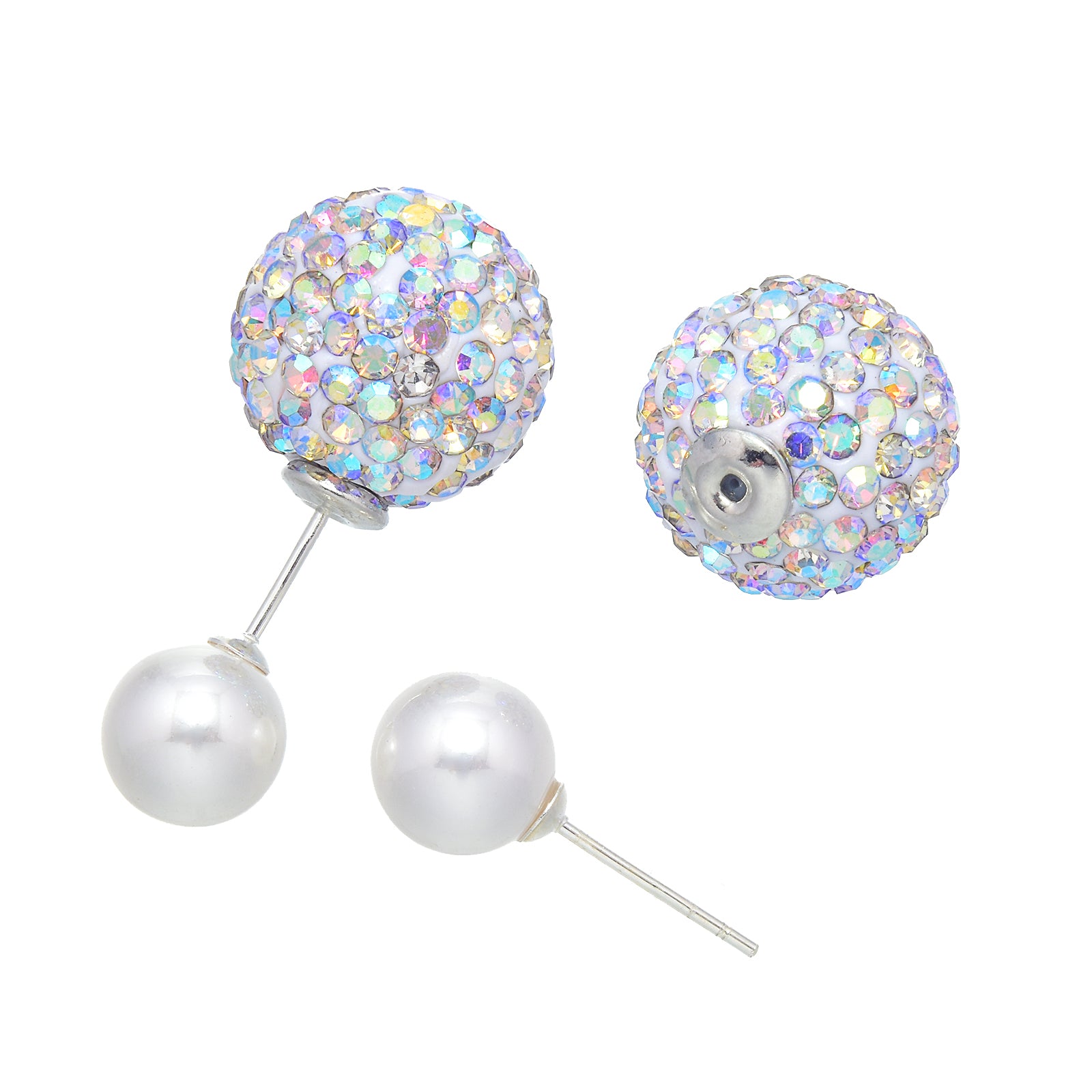 Absolute Holiday Must-Have Earrings Disco Ball Super Shiny Double Sided Earrings with Pearl