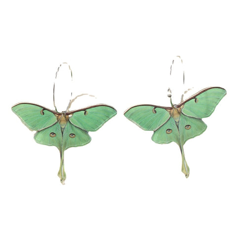 Unique Green Butterfly Drop Earrings Gold Hoop Earrings
