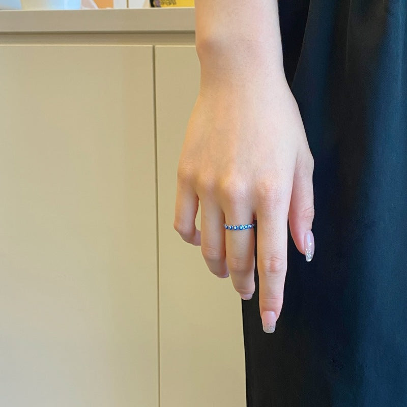 Solid Sterling Sliver Ring Lucky Eye Fashion Designed Blue Ring