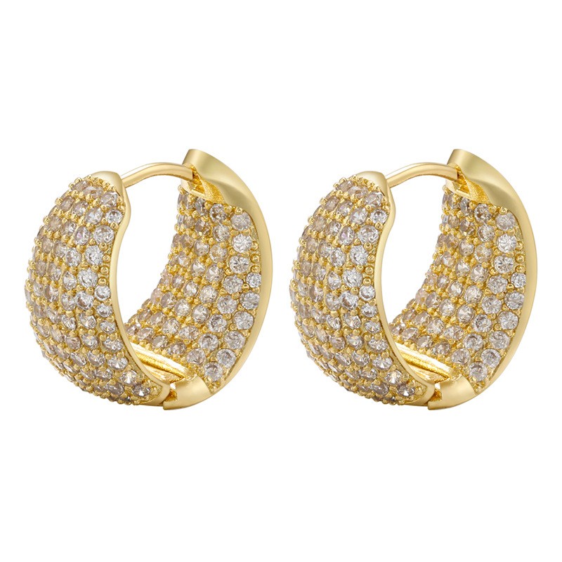 Pendientes de aro gruesos grandes de 18 mm Pendientes de aro de diamantes Huggie en oro y plata