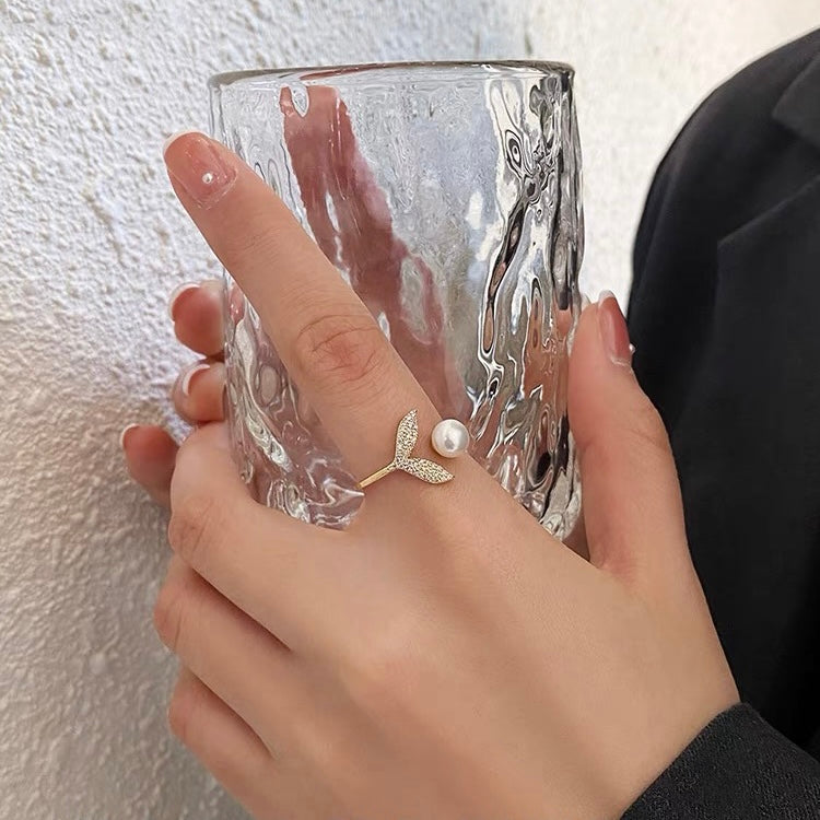 8-9mm Mermaid Style Freshwater Pearl Adjustable Size Ring in 14K Gold Over Sterling Silver