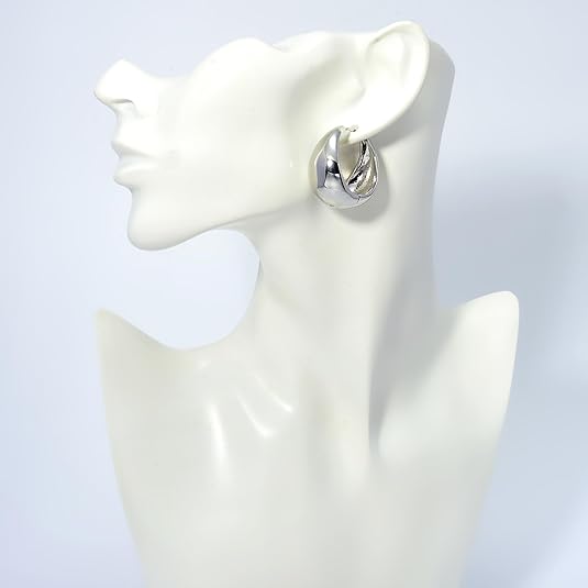 Chunky Hoop Earrings in 18K Gold Plated and Silver | Teardrop Gold Huggie Earrings and Sliver Huggie Earrings