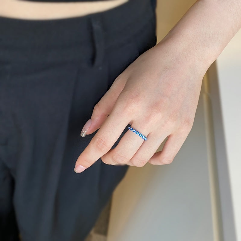 Solid Sterling Sliver Ring Lucky Eye Fashion Designed Blue Ring