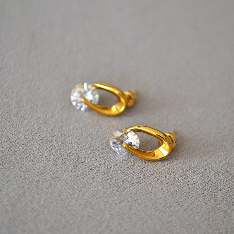 Petite Crystal Drop Earrings Gold and Silver Hoop Stud Earrings with Silver Pin