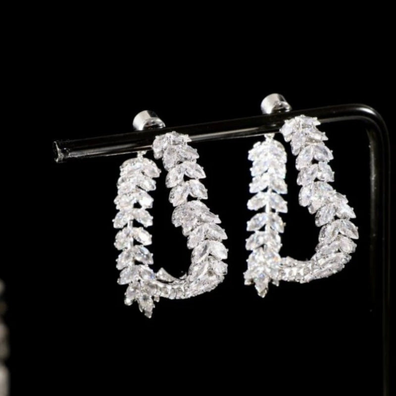 Crystal Front-Back Dangling Earring Jackets Silver Zircon Earrings Silver Pin 3 Styles