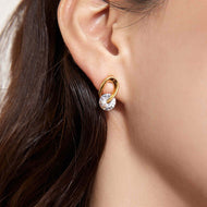 Petite Crystal Drop Earrings Gold and Silver Hoop Stud Earrings with Silver Pin