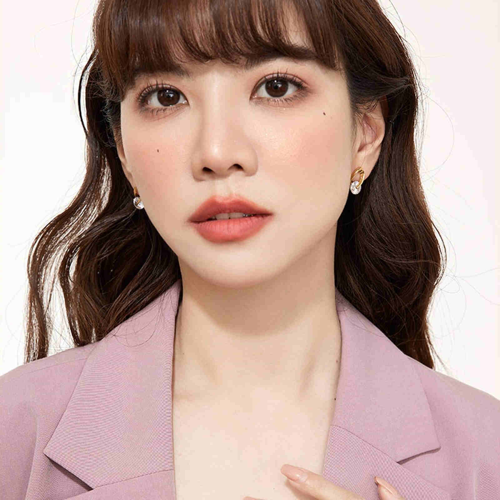 Petite Crystal Drop Earrings Gold and Silver Hoop Stud Earrings with Silver Pin